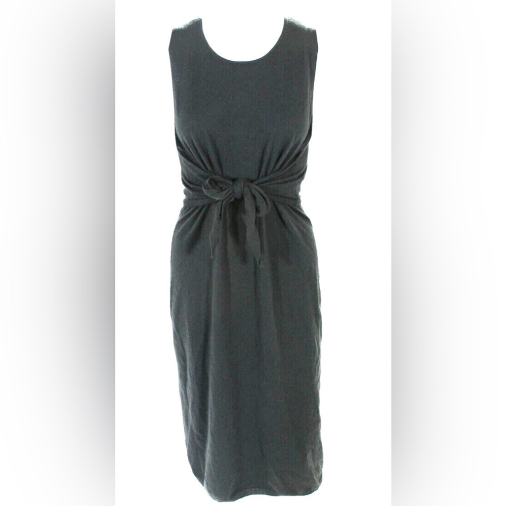 Theory Riderlyn O in Dark Sage Noble Wool Tie Waist Midi Dress L $345